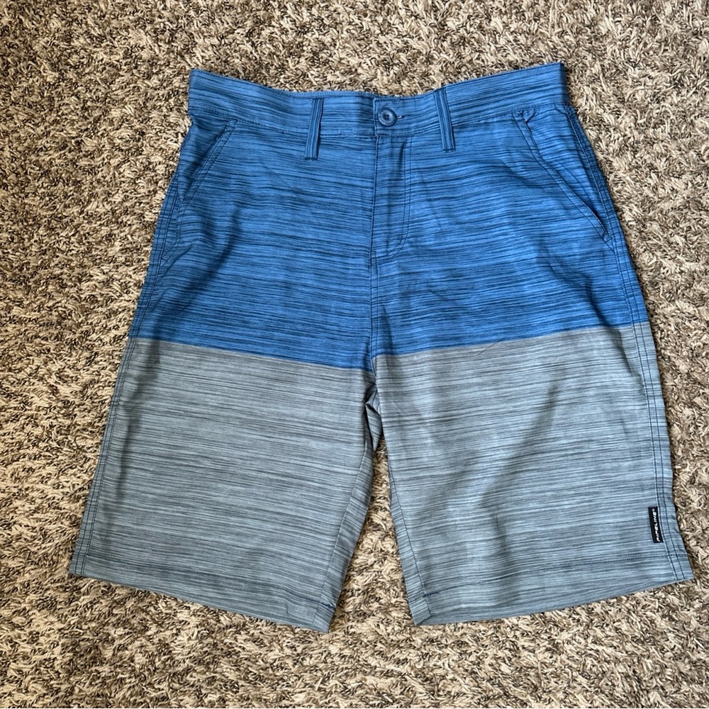 Men's Two-Tone Blue & Gray Flat Front Shorts